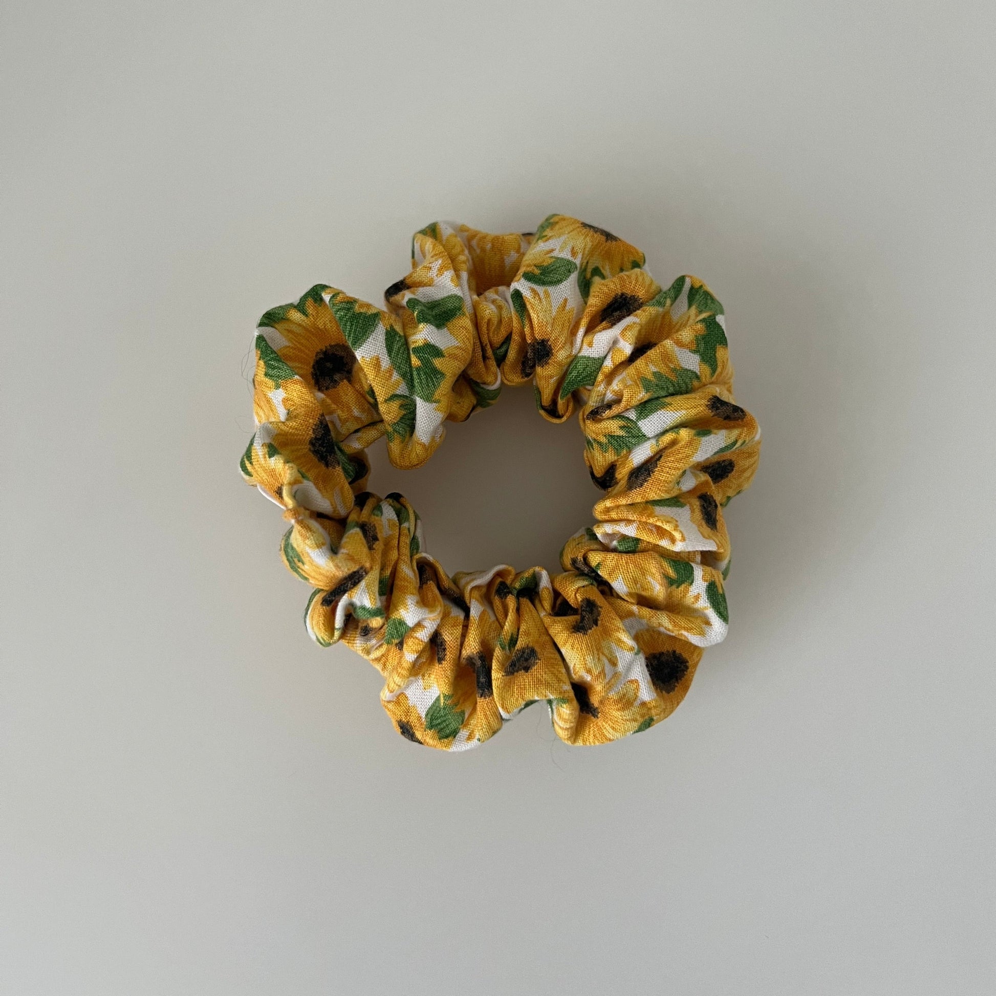 Floral Sunflower White Scrunchie