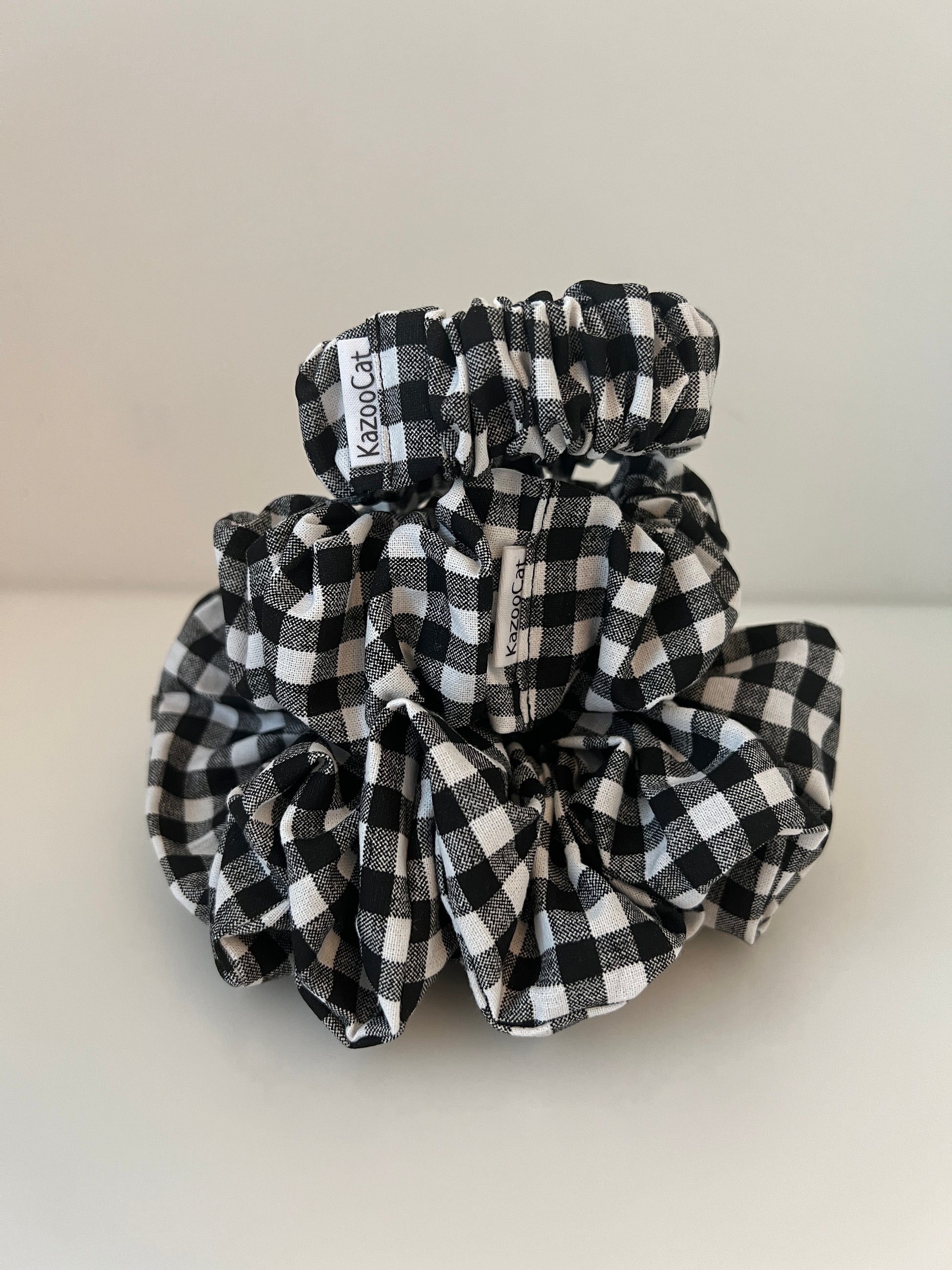 Black and White Gingham Scrunchie