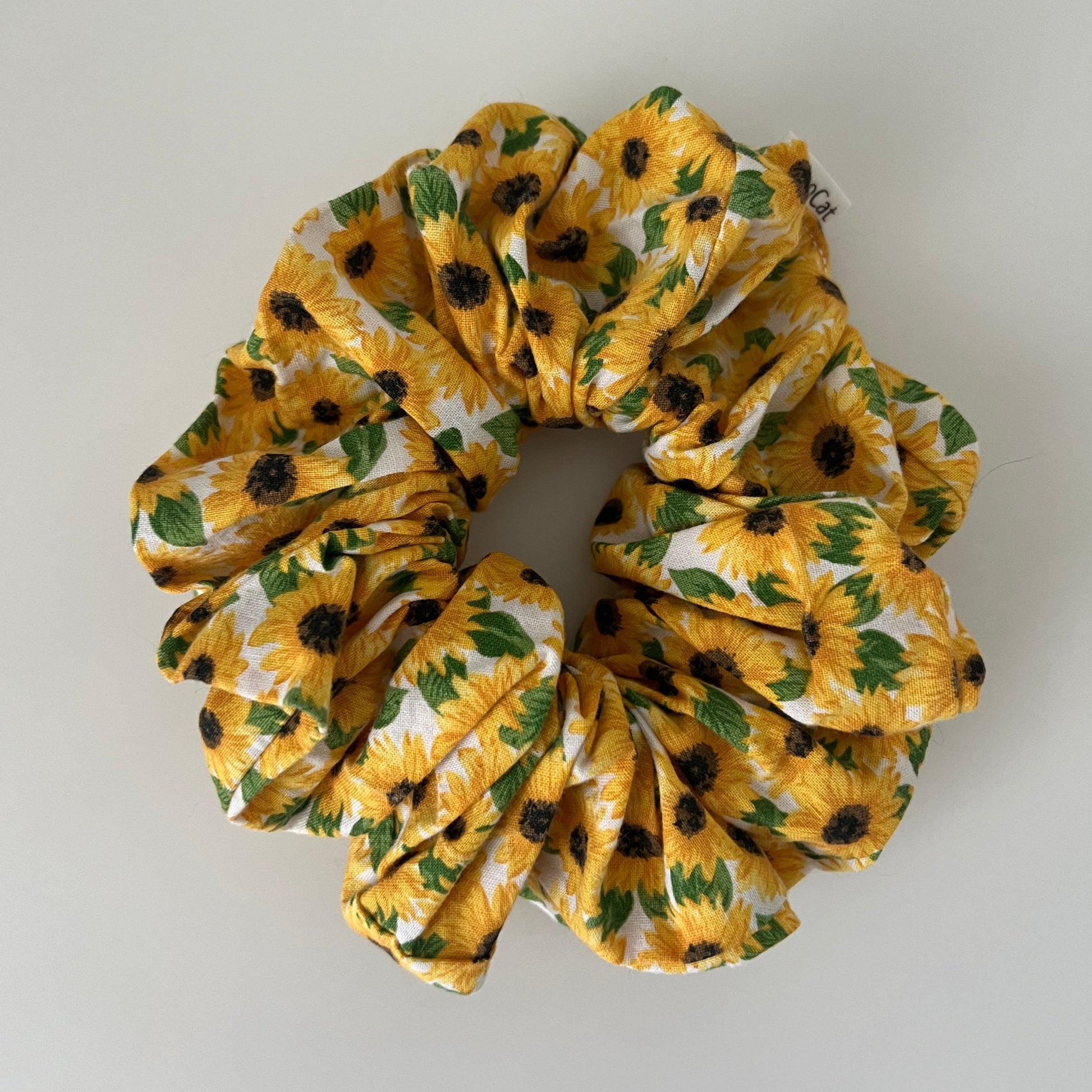 Floral Sunflower White Scrunchie