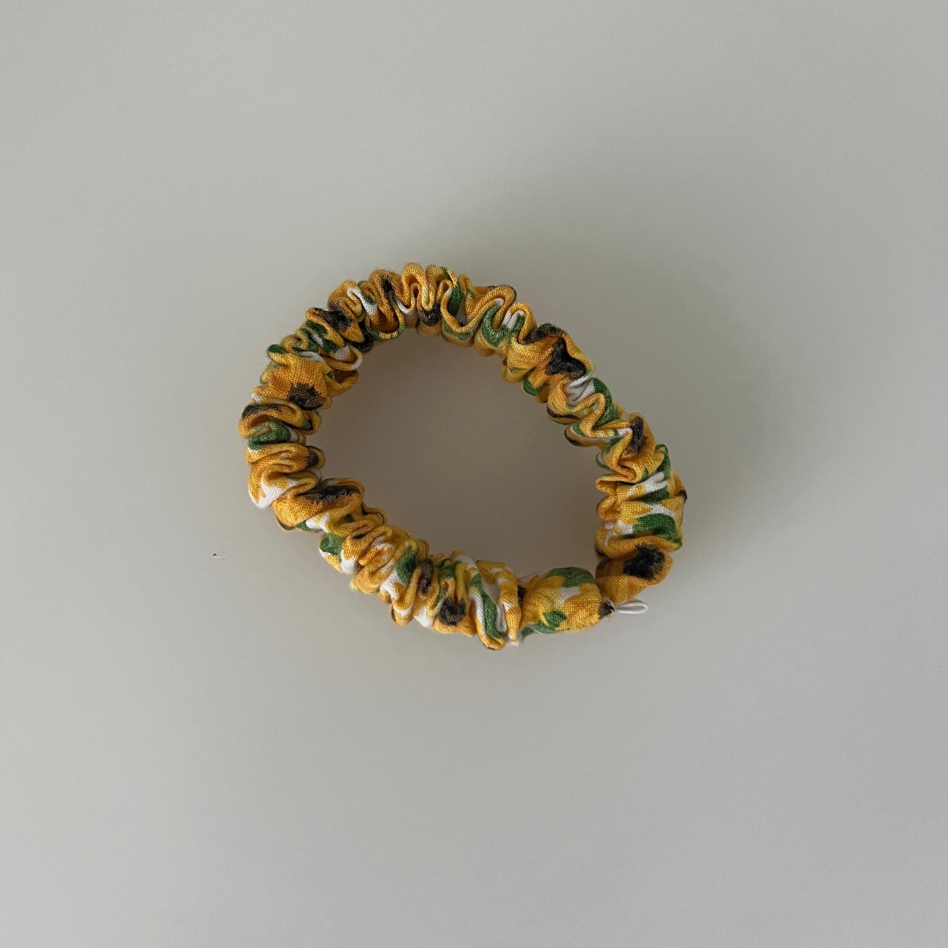 Floral Sunflower White Scrunchie
