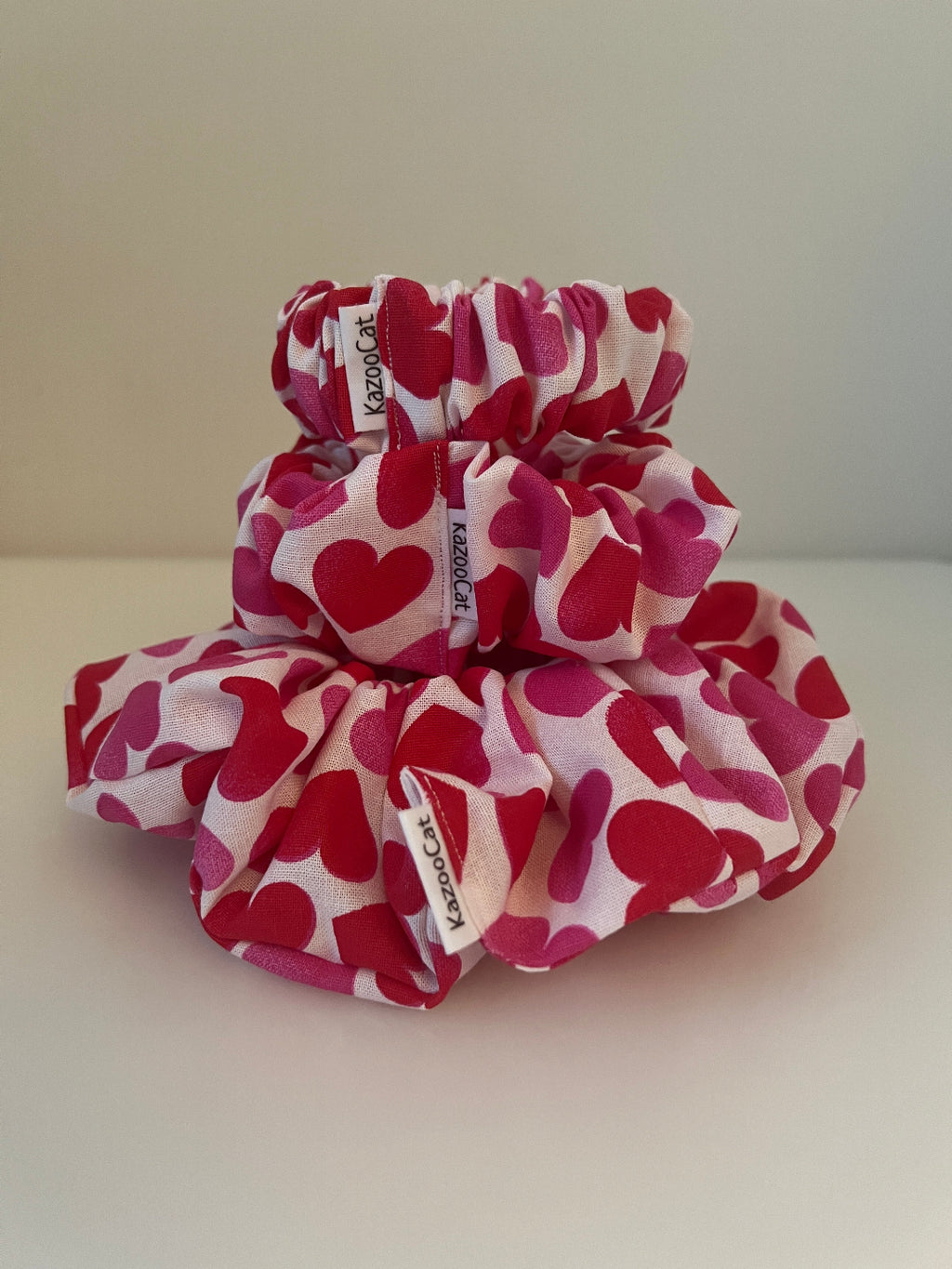Pink and Red Heart Scrunchie