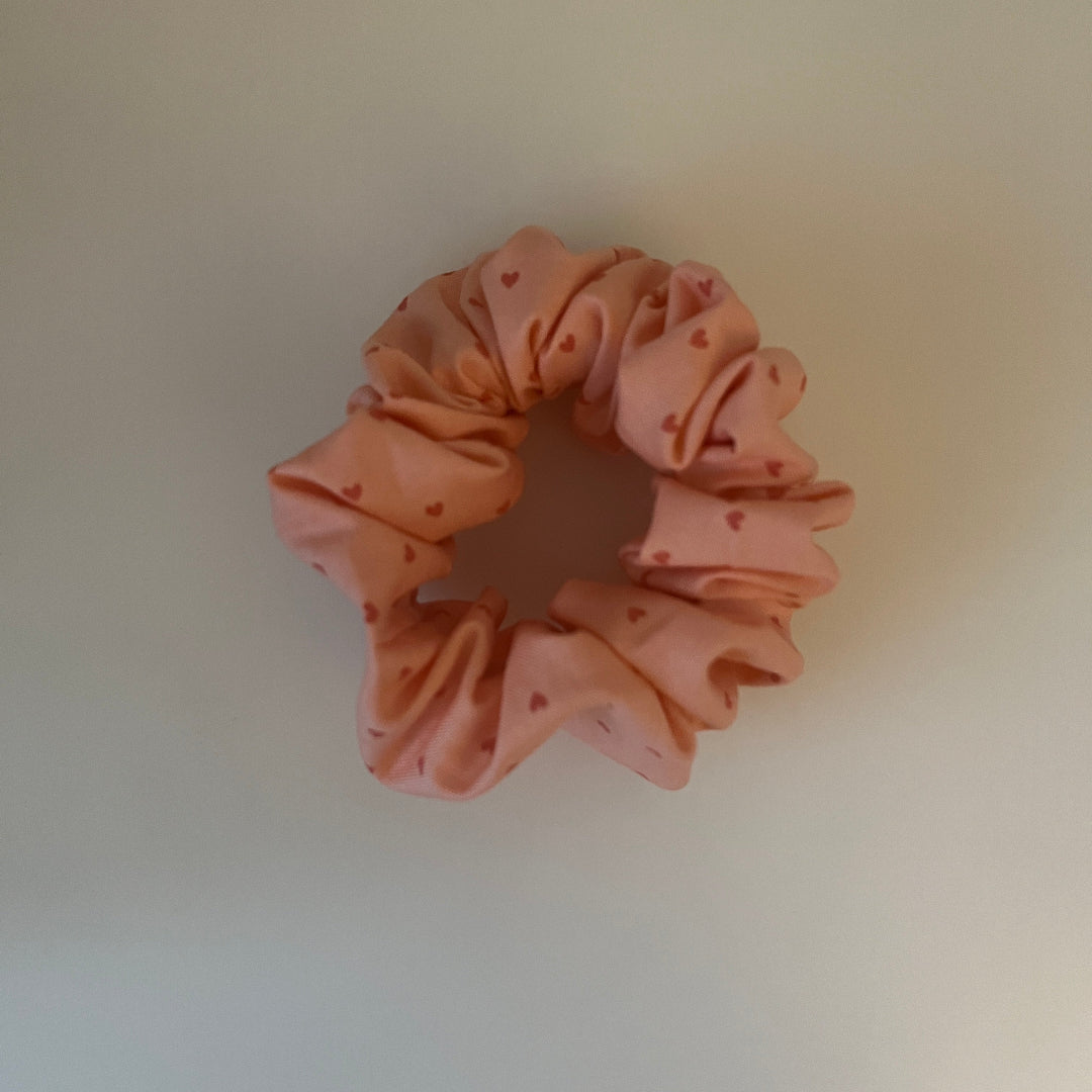 Tiny Pink Heart Scrunchie