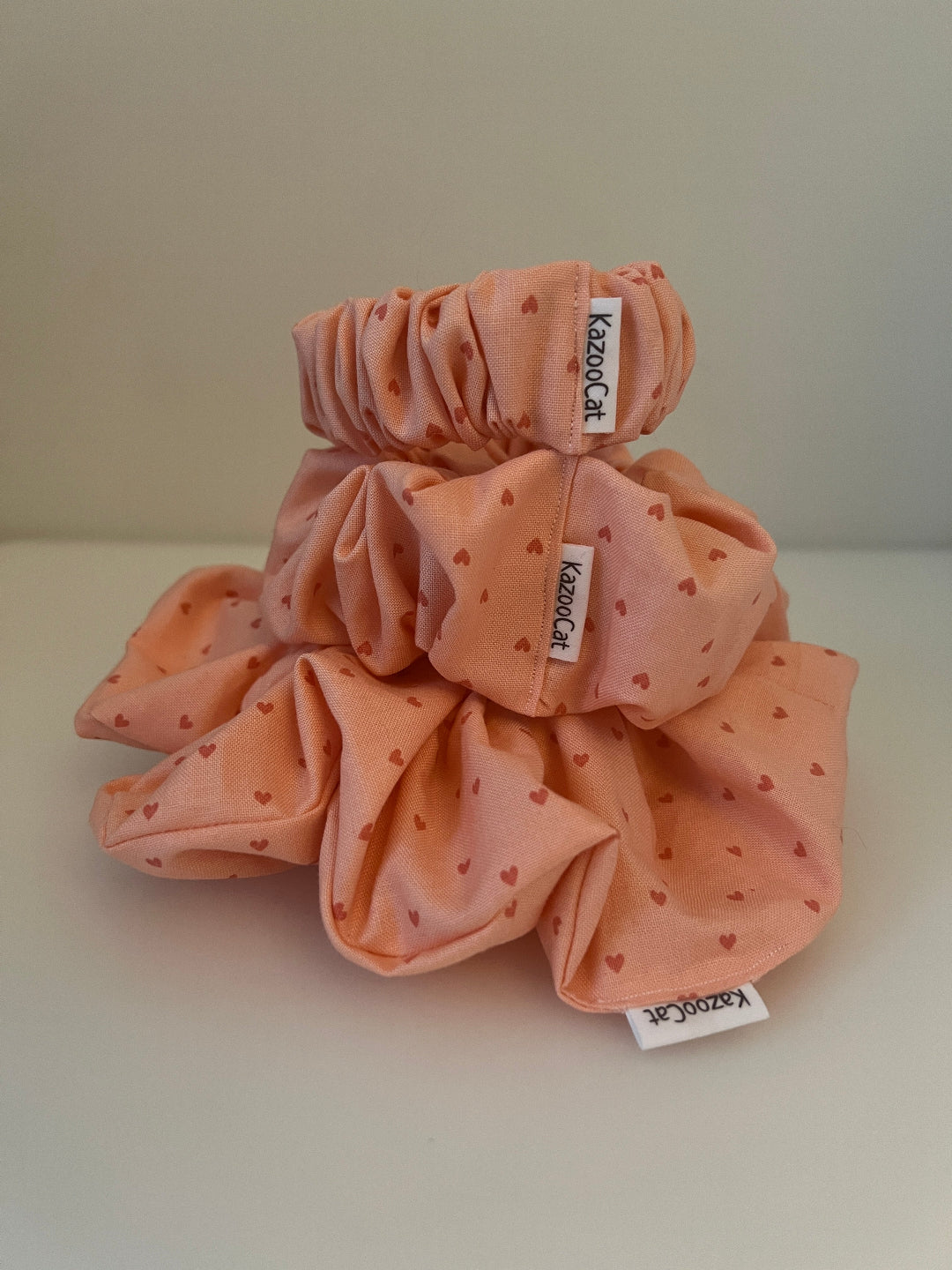 Tiny Pink Heart Scrunchie