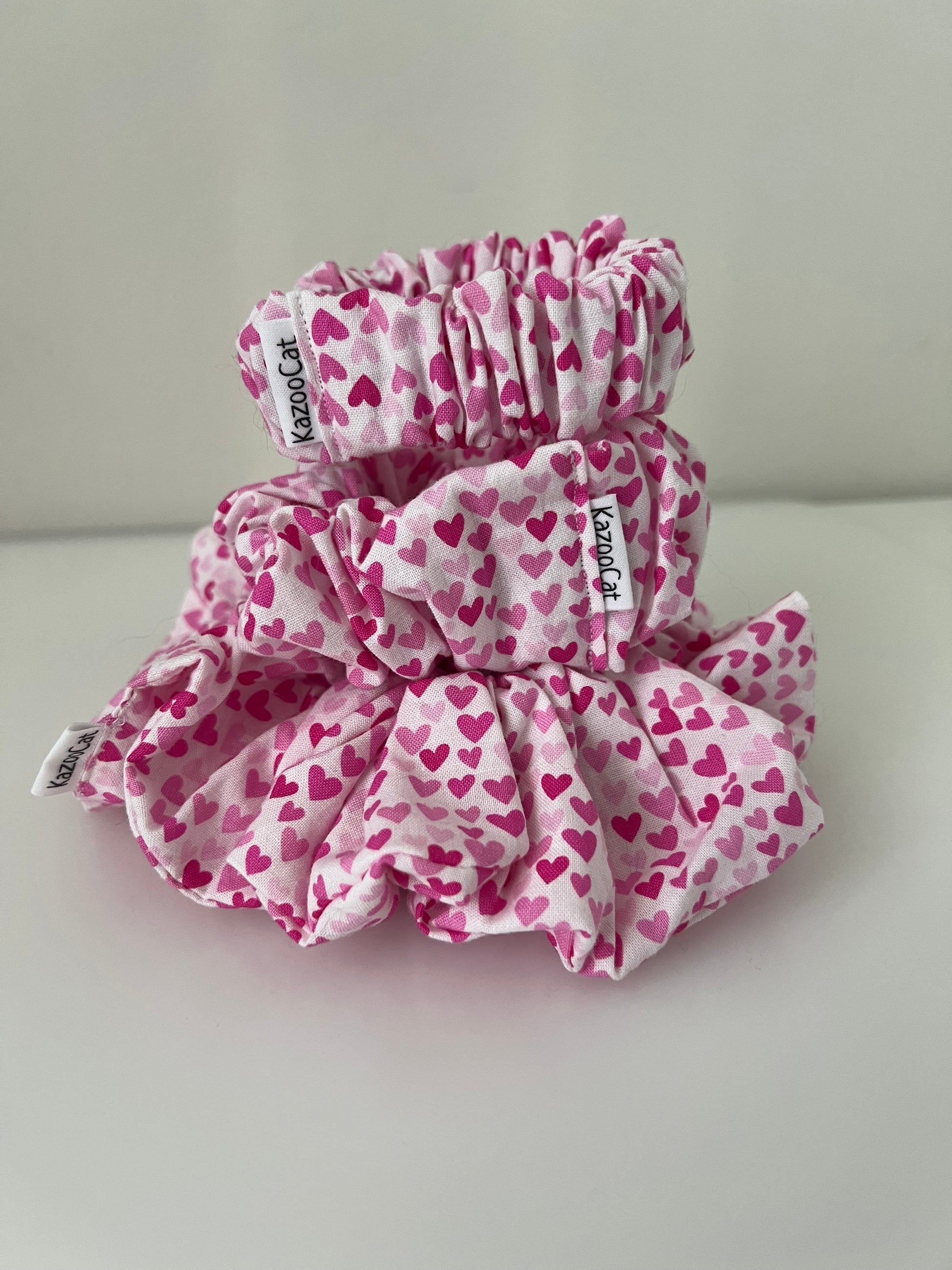 Pink Hearts Scrunchie