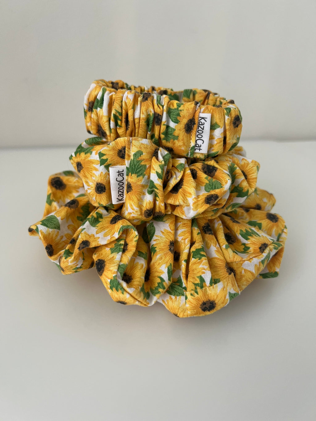 Floral Sunflower White Scrunchie