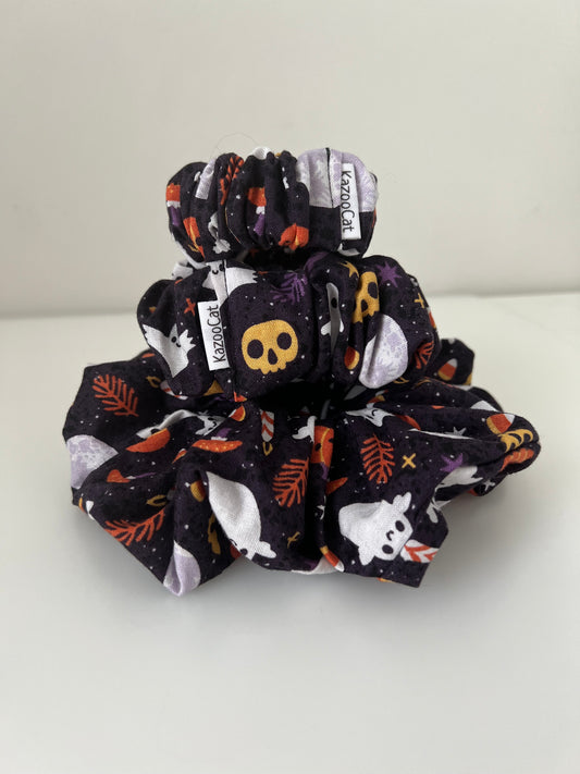 Happy Ghosts And Pumpkins Scrunchie