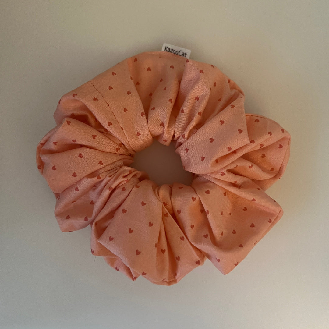 Tiny Pink Heart Scrunchie