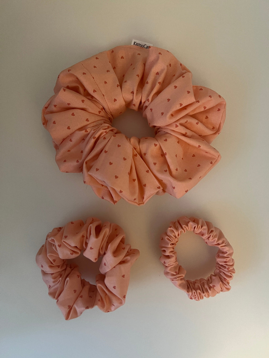 Tiny Pink Heart Scrunchie