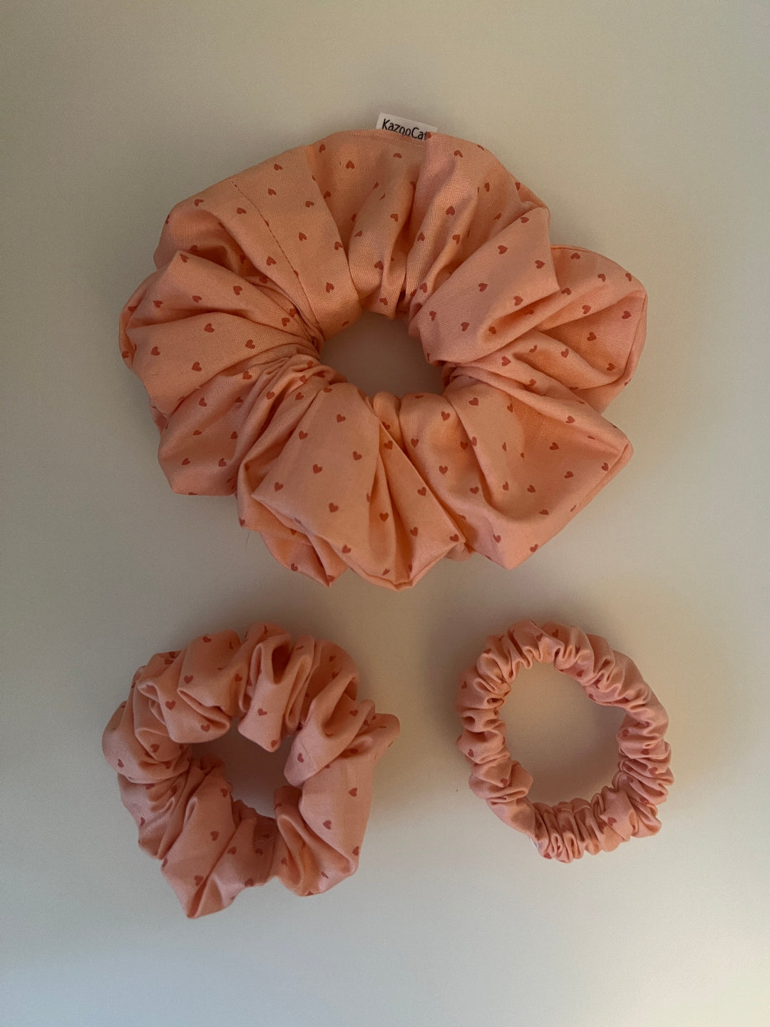 Tiny Pink Heart Scrunchie