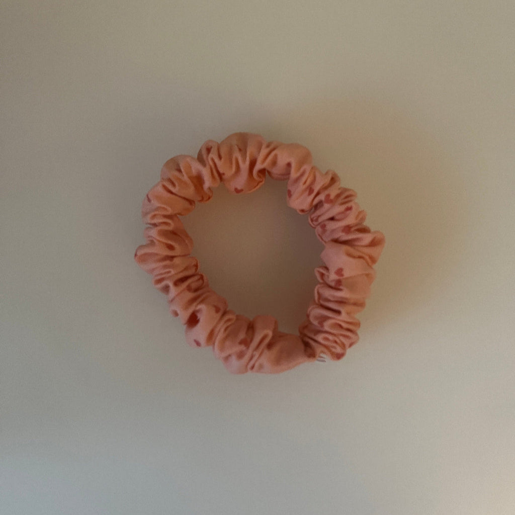 Tiny Pink Heart Scrunchie