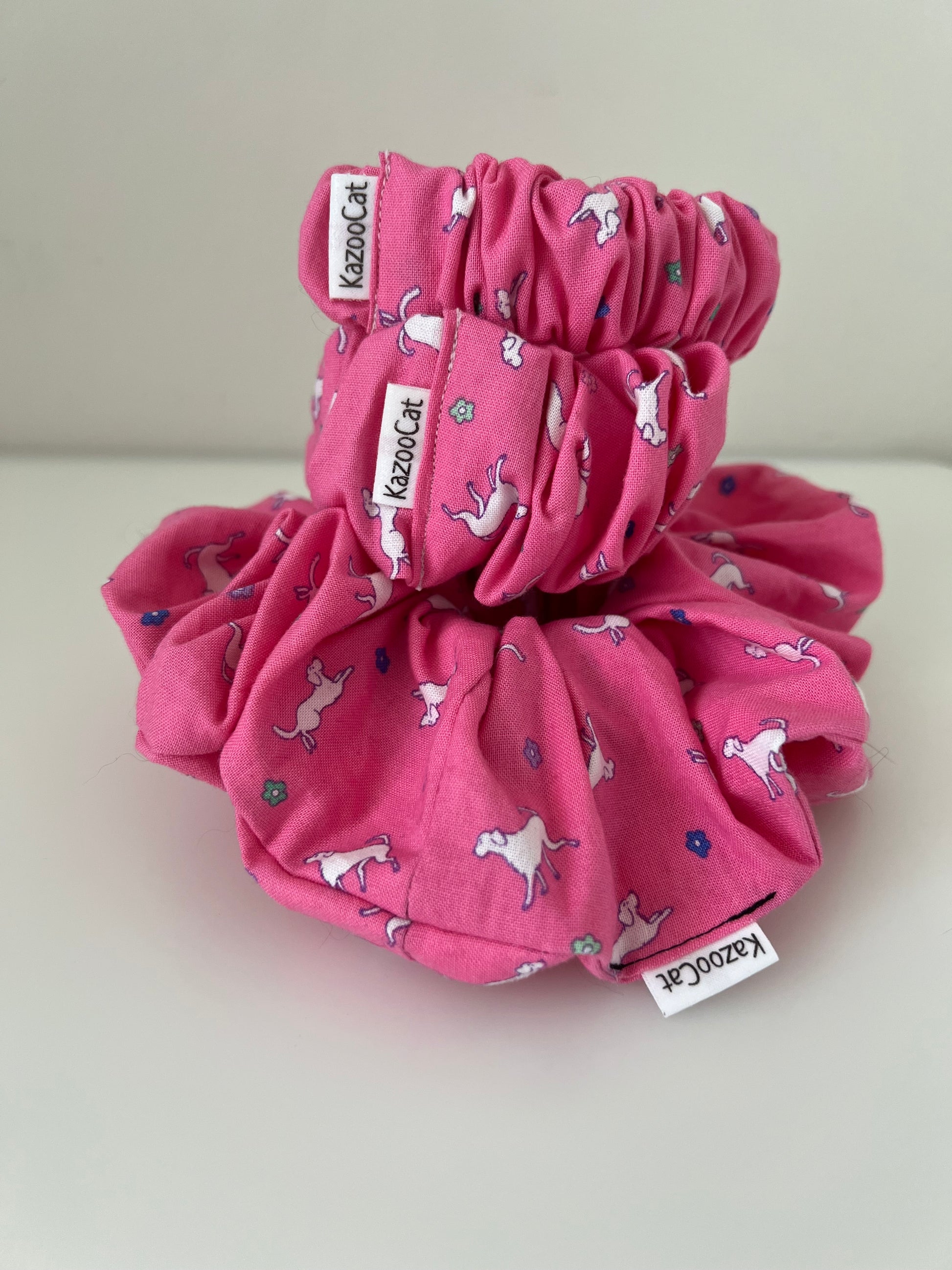 Puppy on Pink Scrunchie