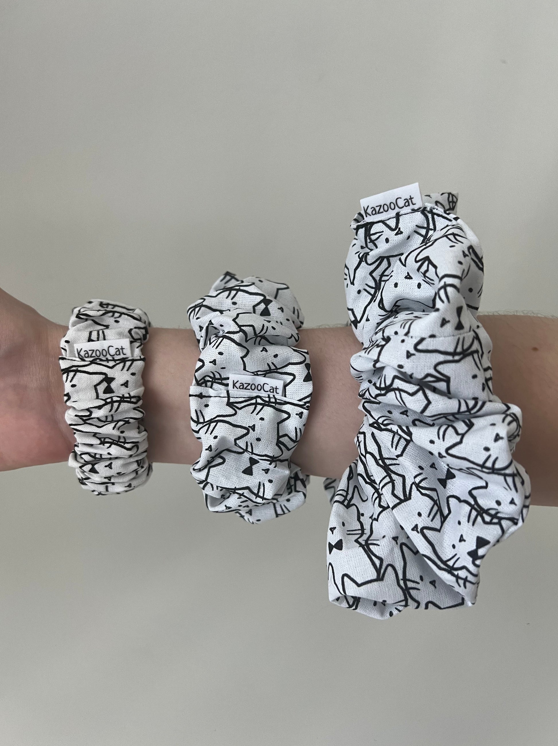 Black and White Cat Scrunchie