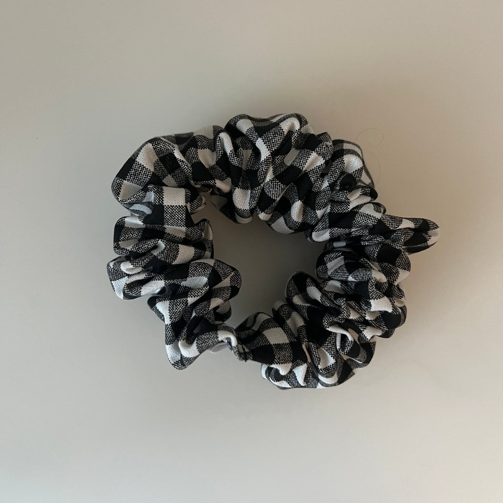 Black and White Gingham Scrunchie