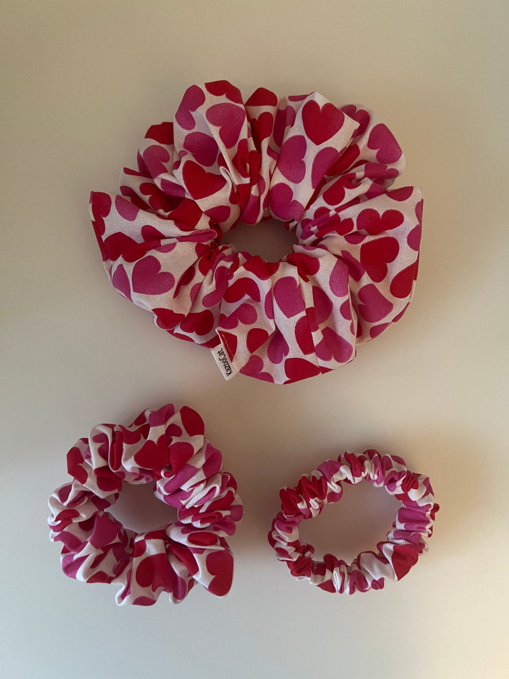 Pink and Red Heart Scrunchie