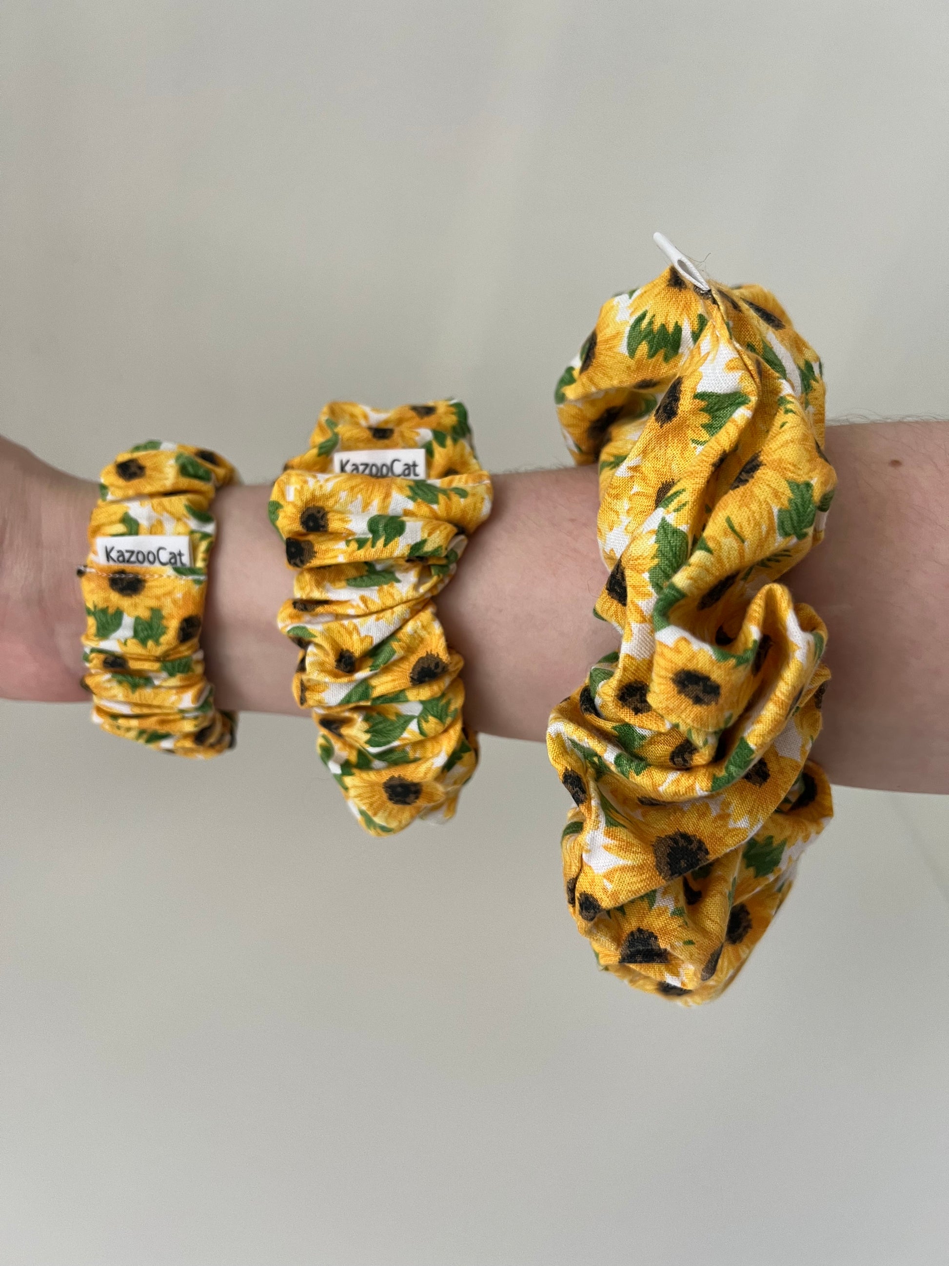 Floral Sunflower White Scrunchie