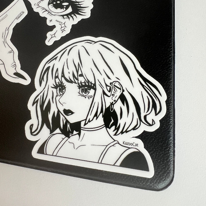 Black clipboard with this sticker on it