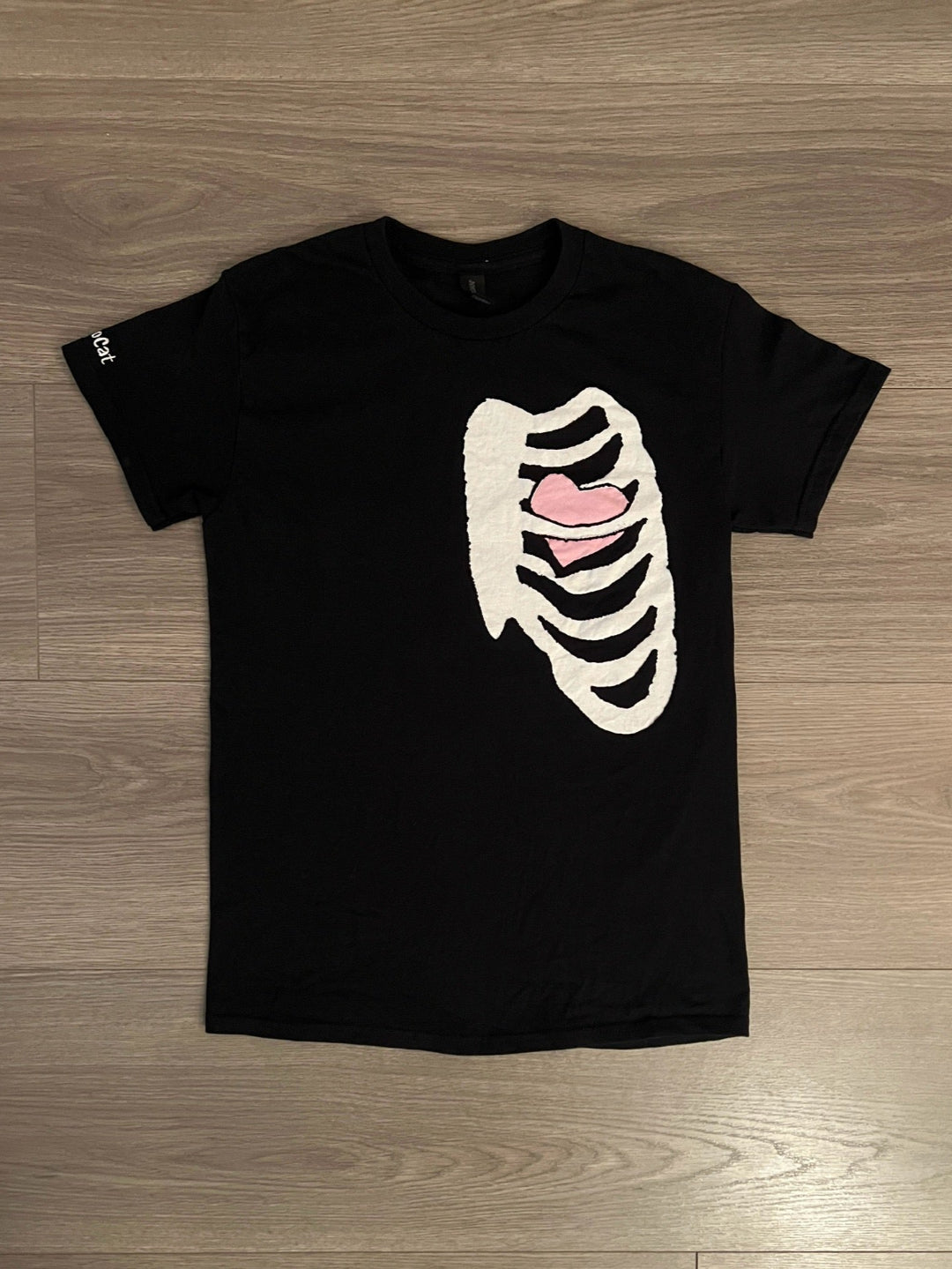 Small Black Distressed Rib Heart Shirt