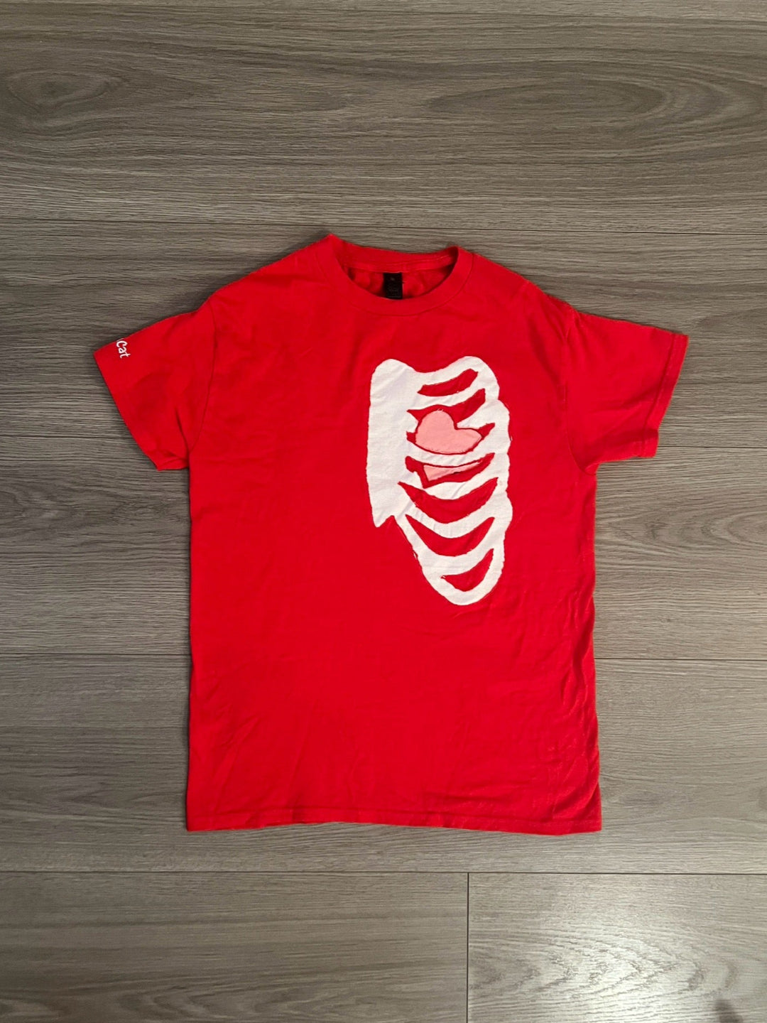 Small Red Distressed Rib Heart Shirt