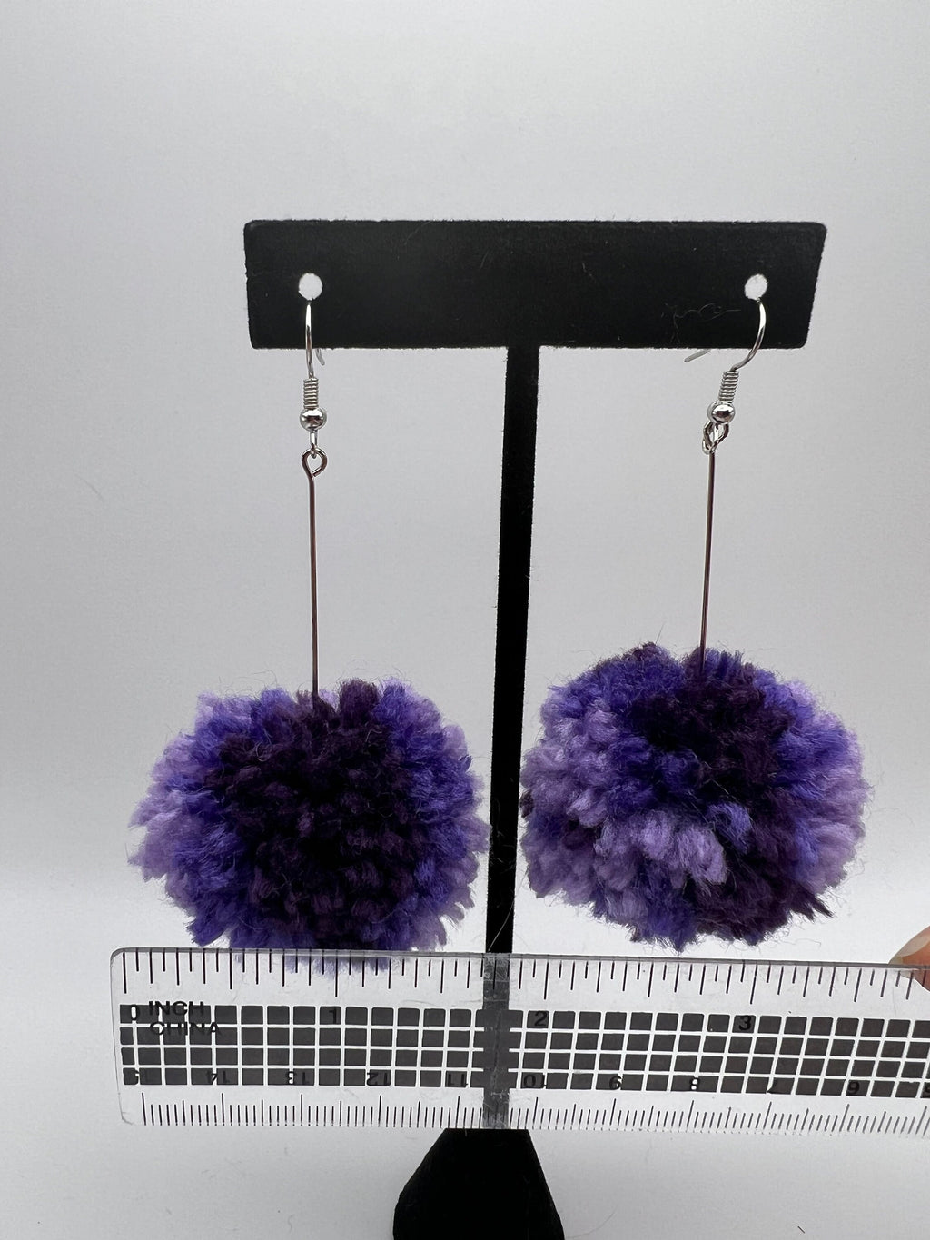 Purple Ombre Pom Pom Earrings
