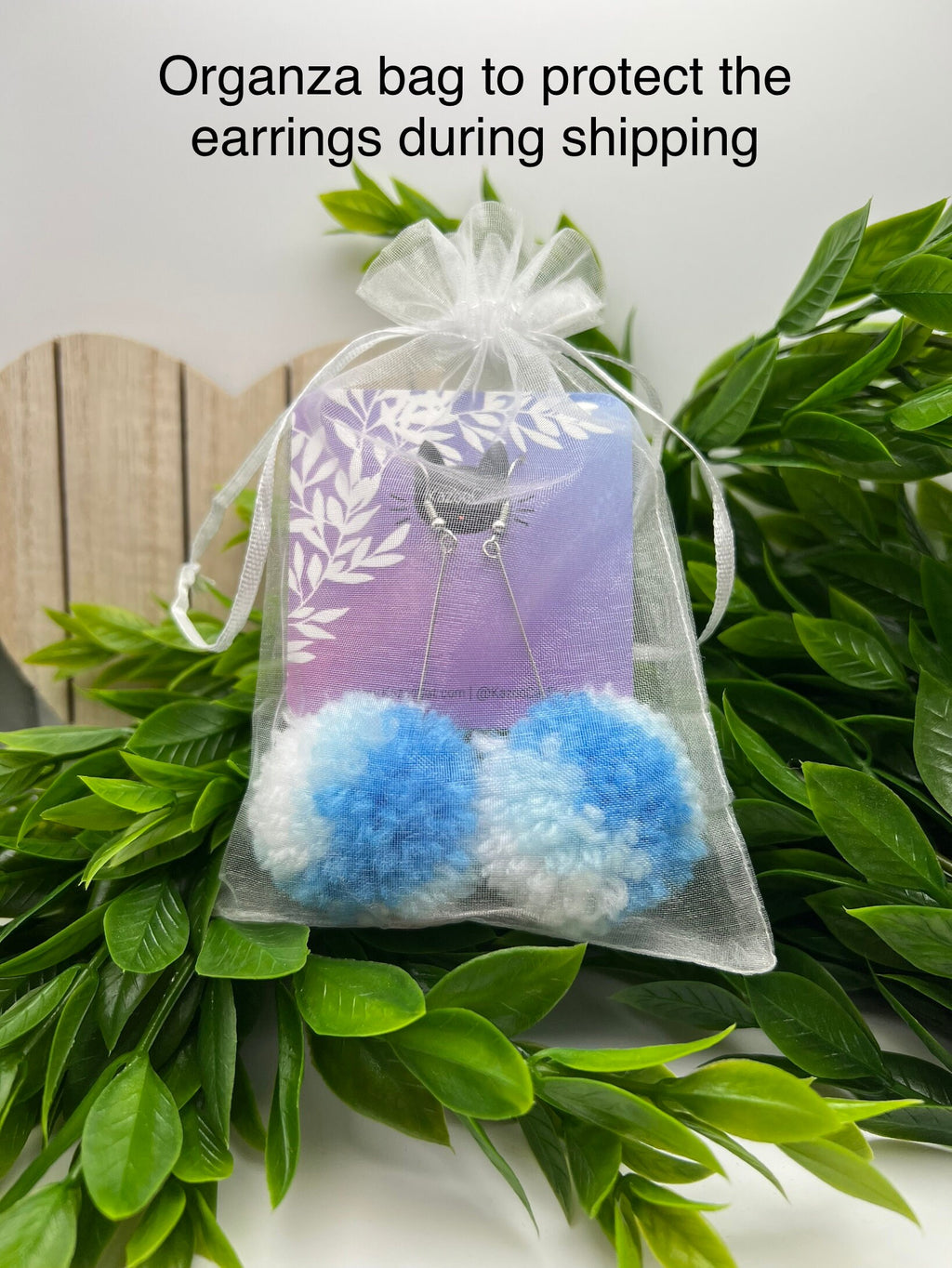 Light Blue Ombre Pom Pom Earrings