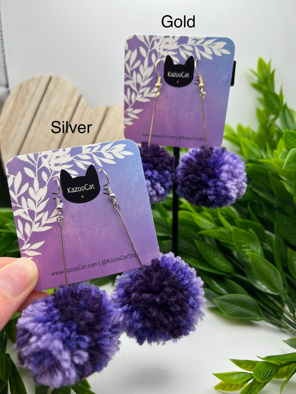 Purple Ombre Pom Pom Earrings