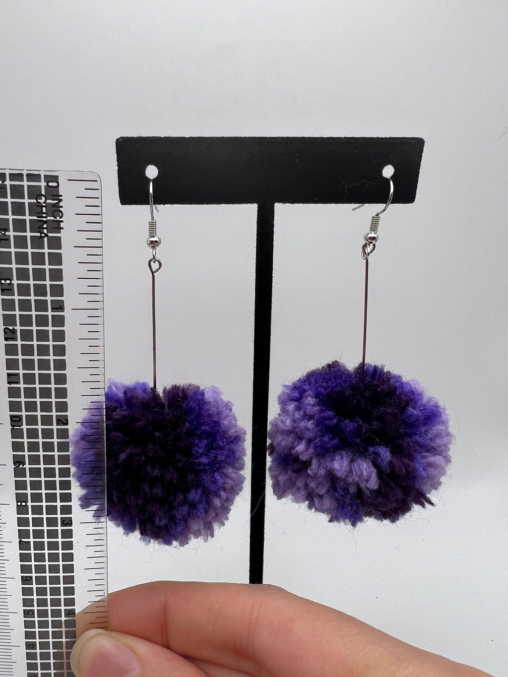 Purple Ombre Pom Pom Earrings