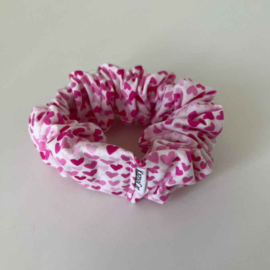 Pink Hearts Scrunchie