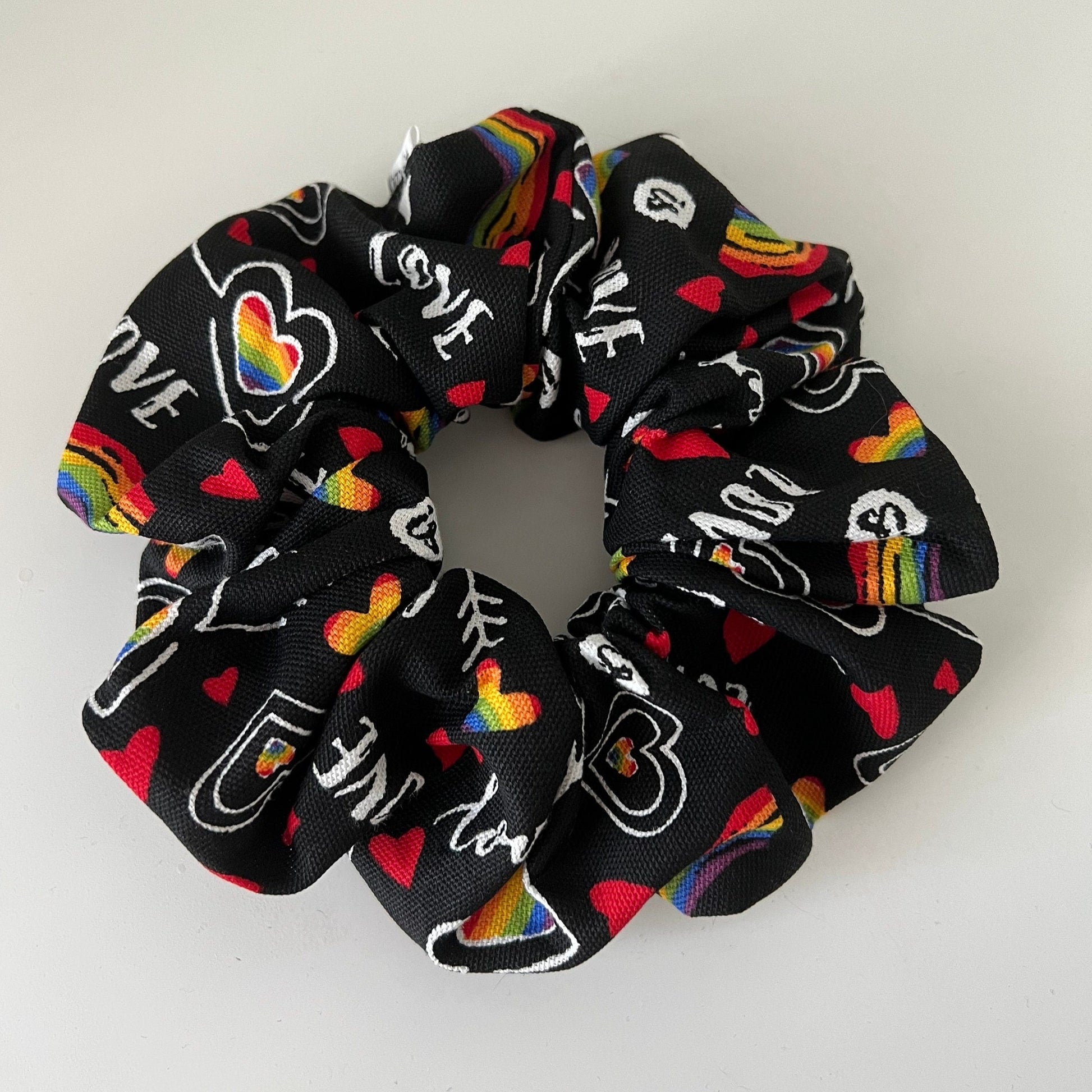 Rainbow Heart Love is Love Scrunchie