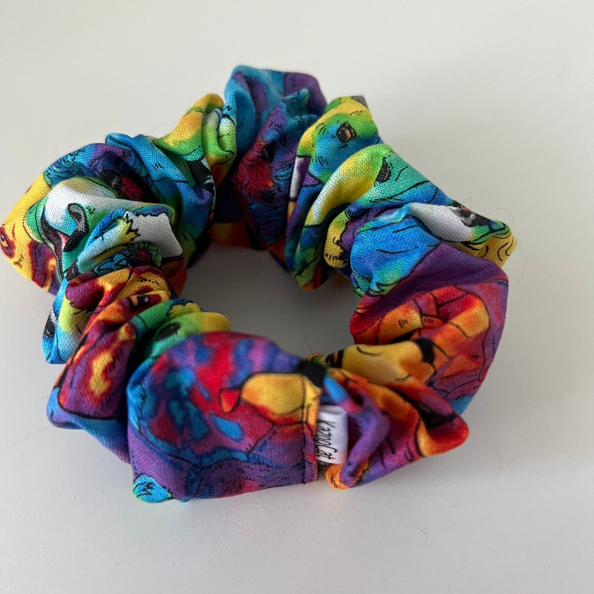 Tie Dye Rainbow Dogs Scrunchie
