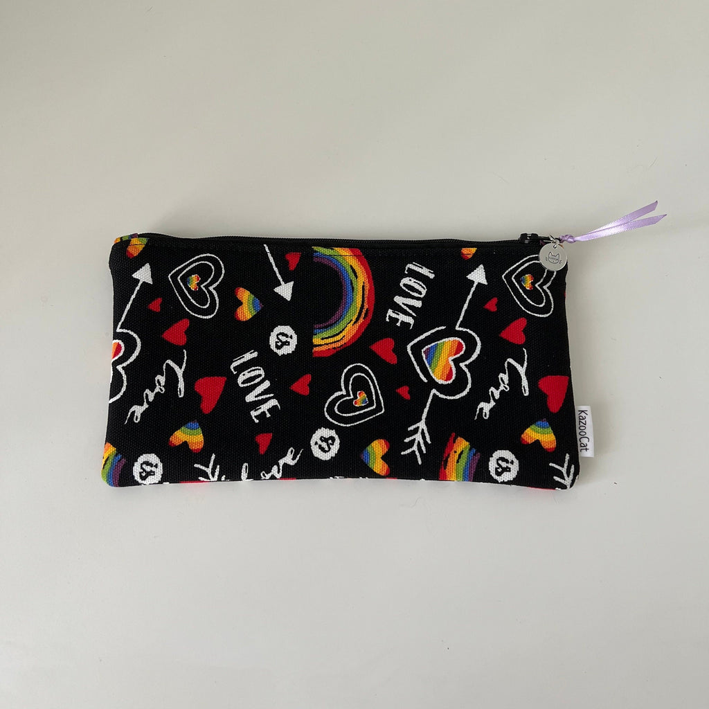 Rainbow Heart Love is Love Pouch