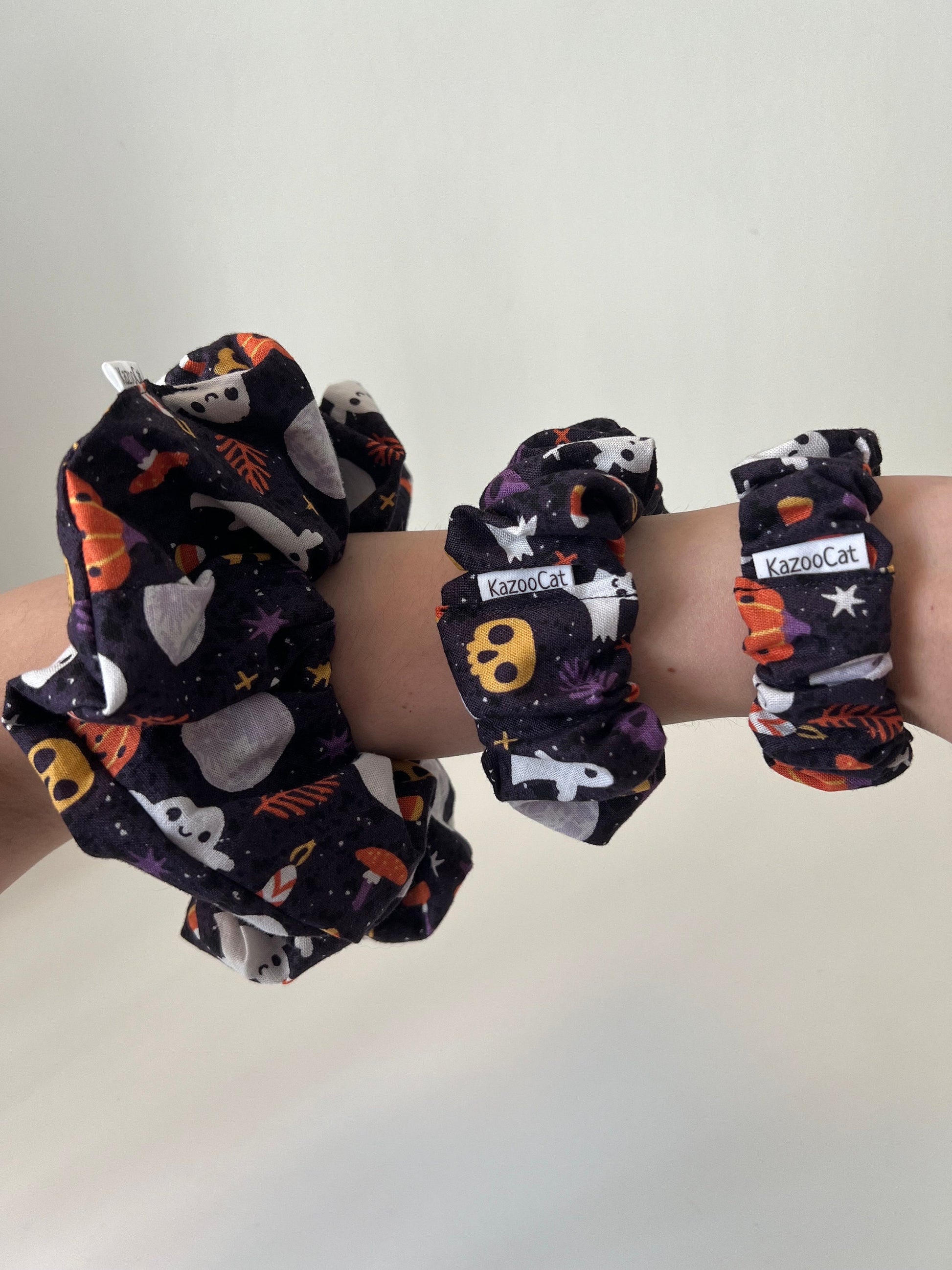 Happy Ghosts And Pumpkins Scrunchie
