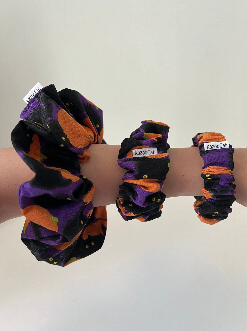 Big Black Cats with Pumpkins Scrunchie