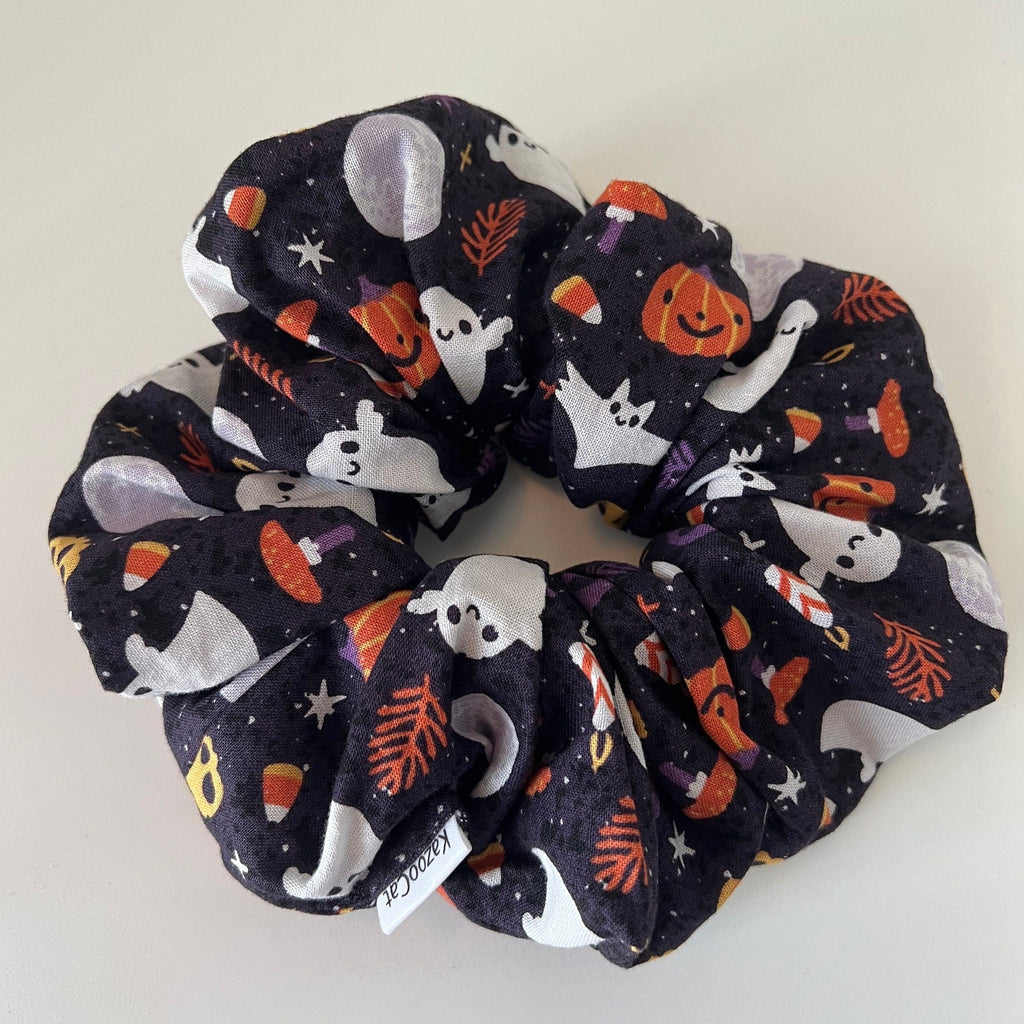 Happy Ghosts And Pumpkins Scrunchie