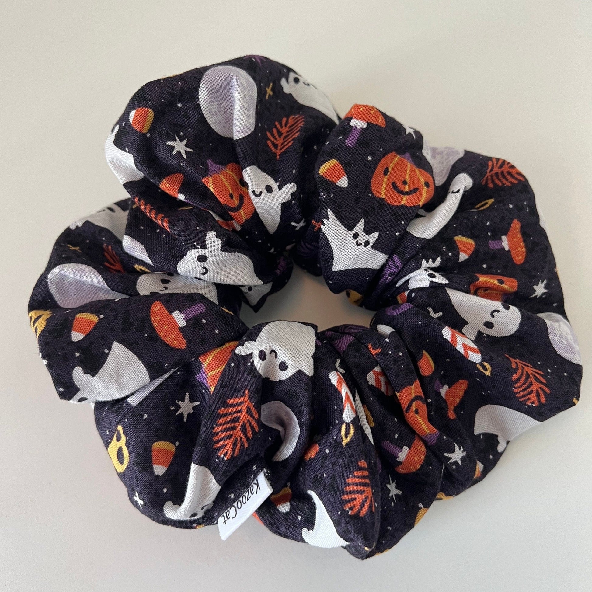Happy Ghosts And Pumpkins Scrunchie