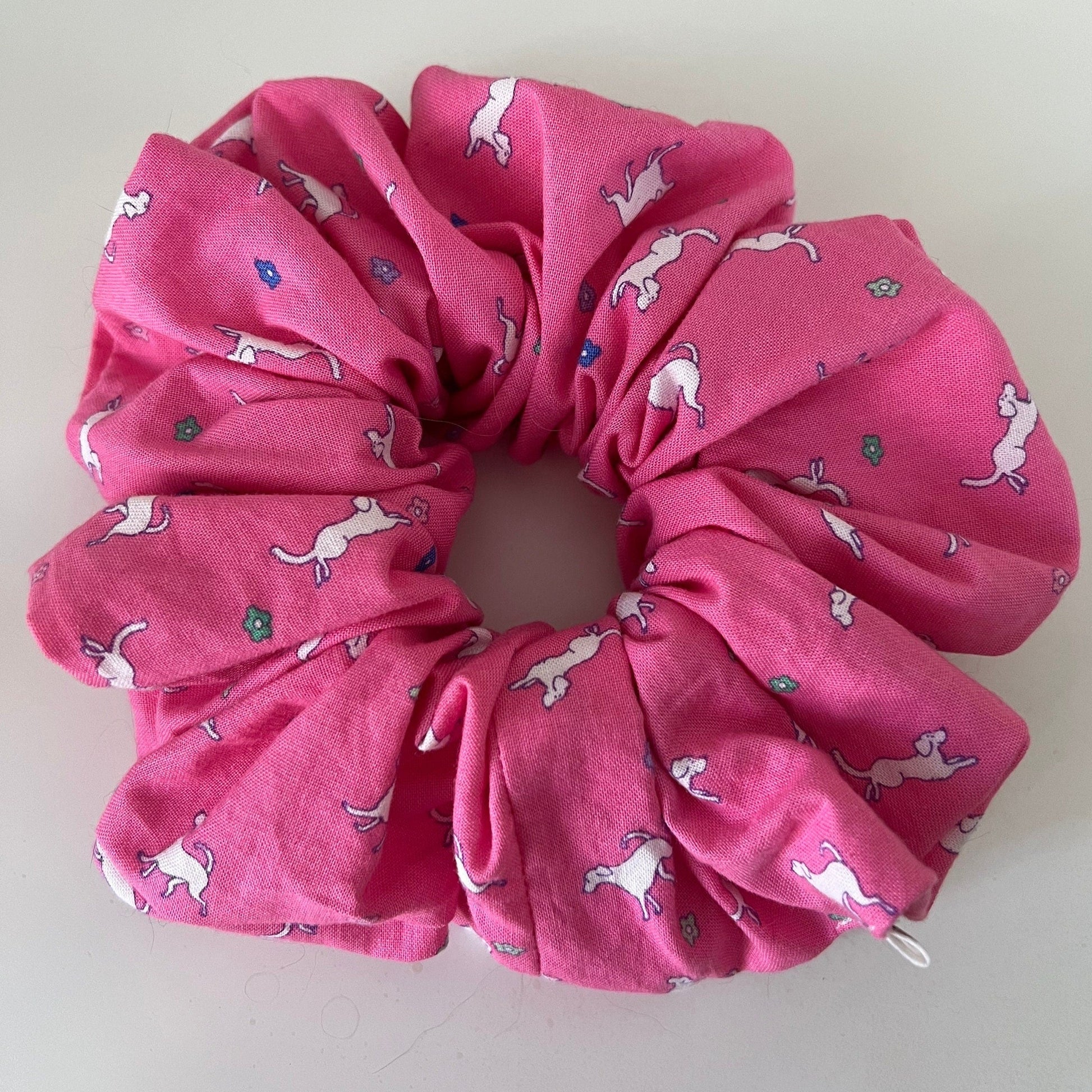 Puppy on Pink Scrunchie