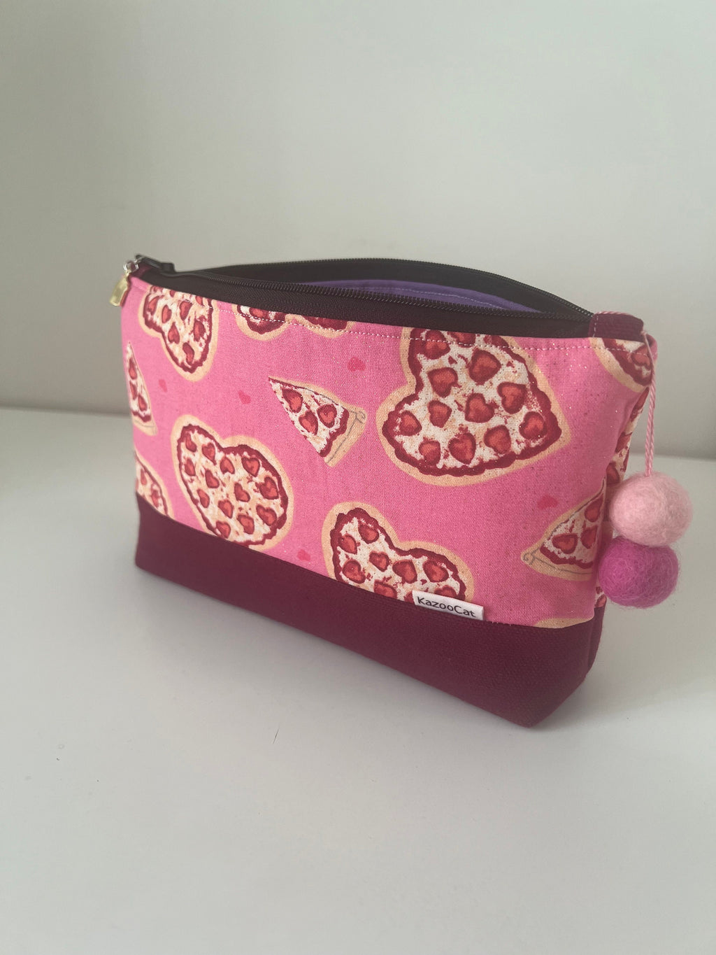 Pizza Heart Two-Tone Stand-Up Zipper Pouch