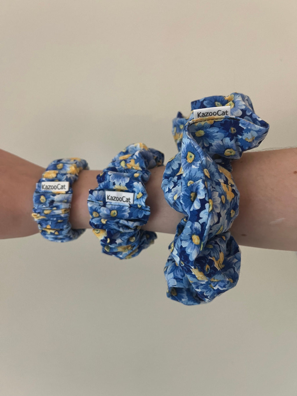 Floral Blue and Yellow Scrunchie