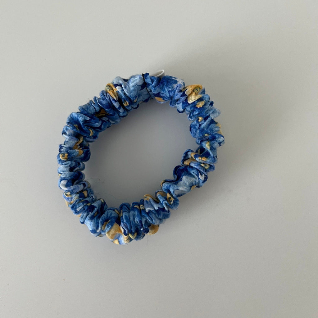 Floral Blue and Yellow Scrunchie