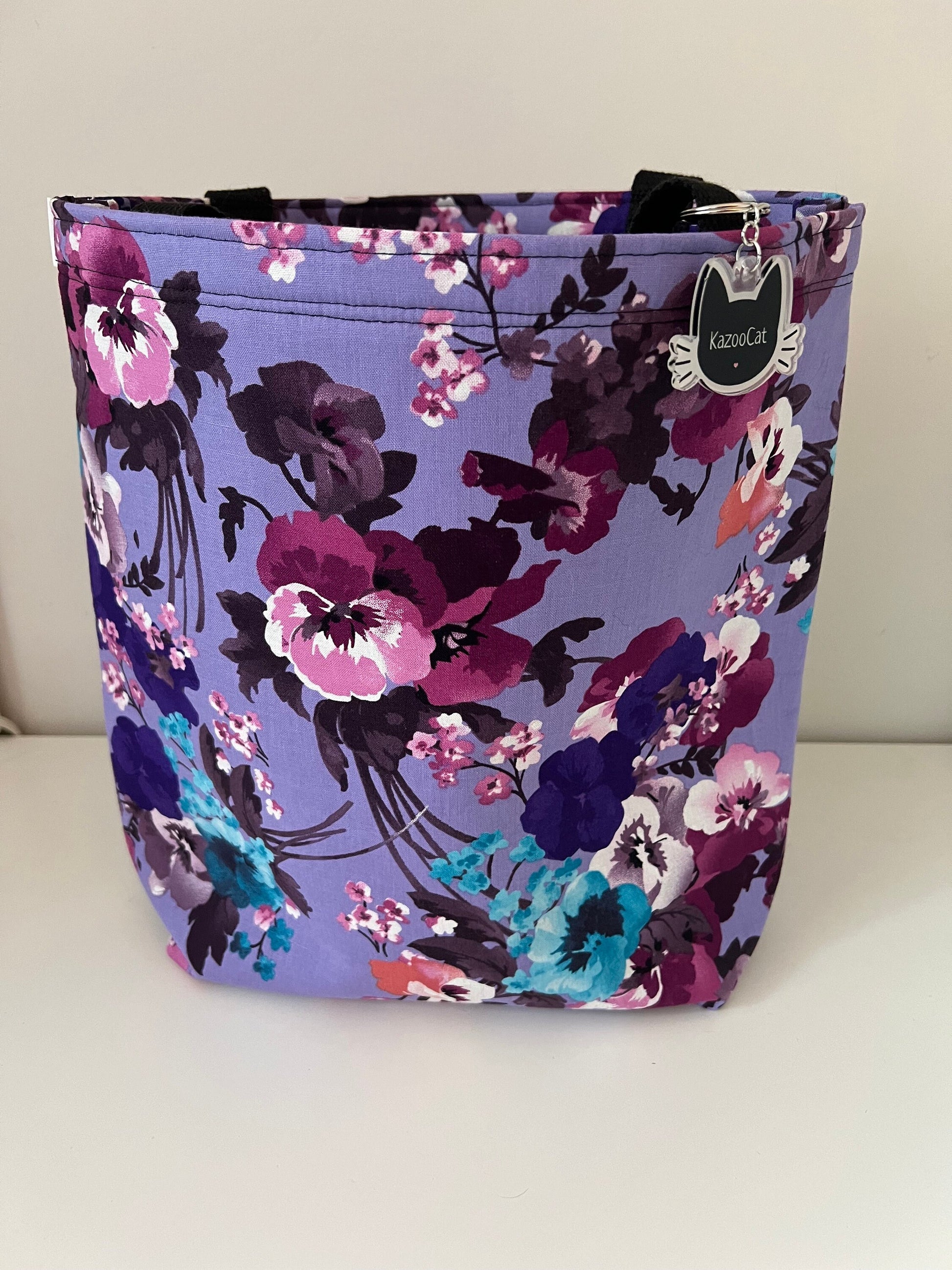 Purple and Blue Floral Tote Bag
