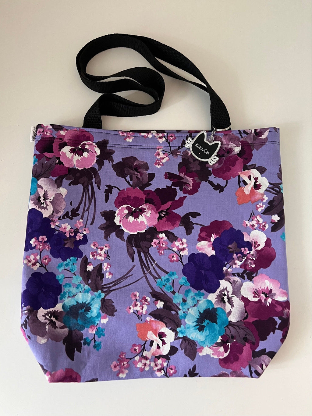 Purple and Blue Floral Tote Bag