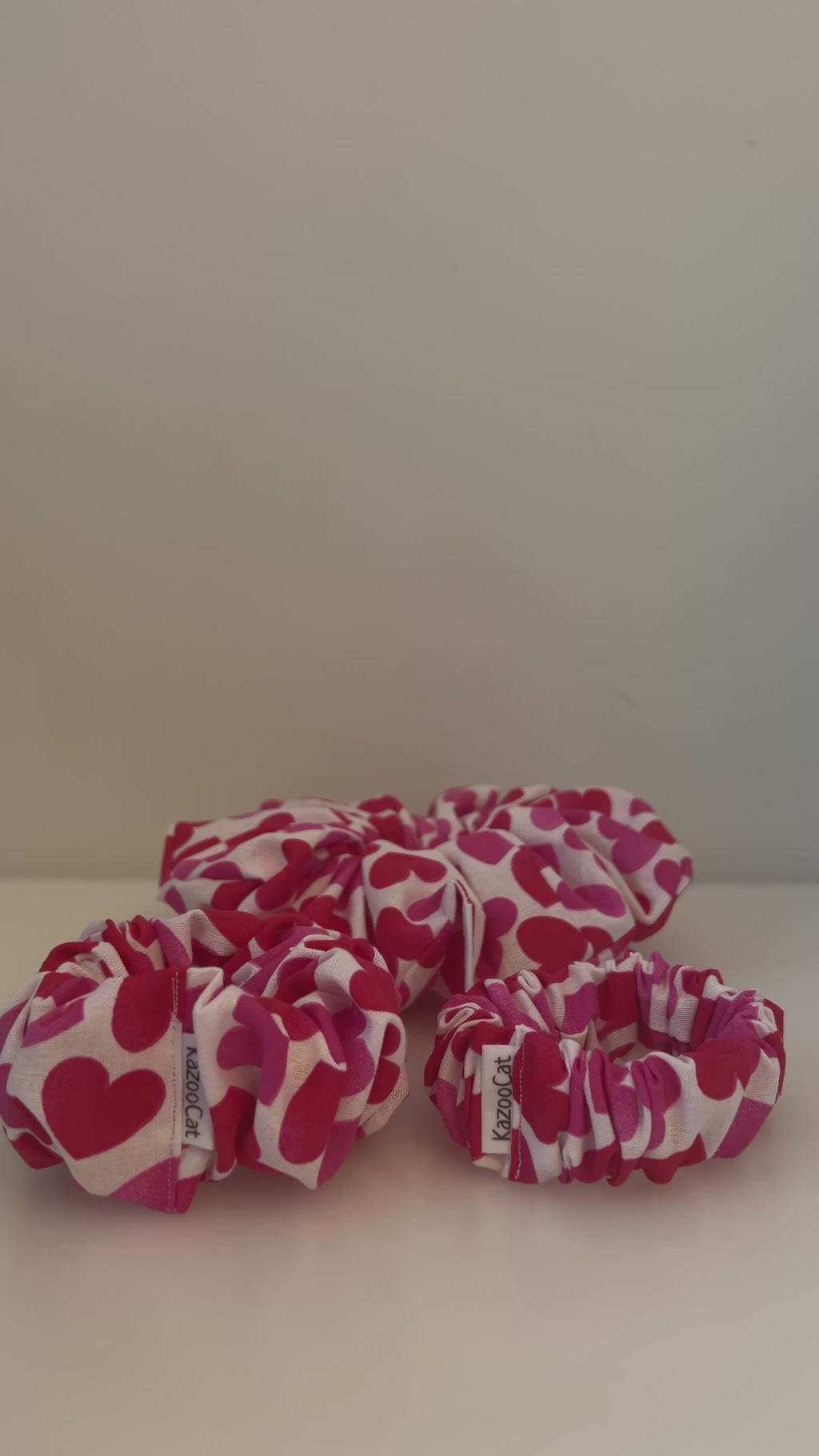 Pink and Red Heart Scrunchie