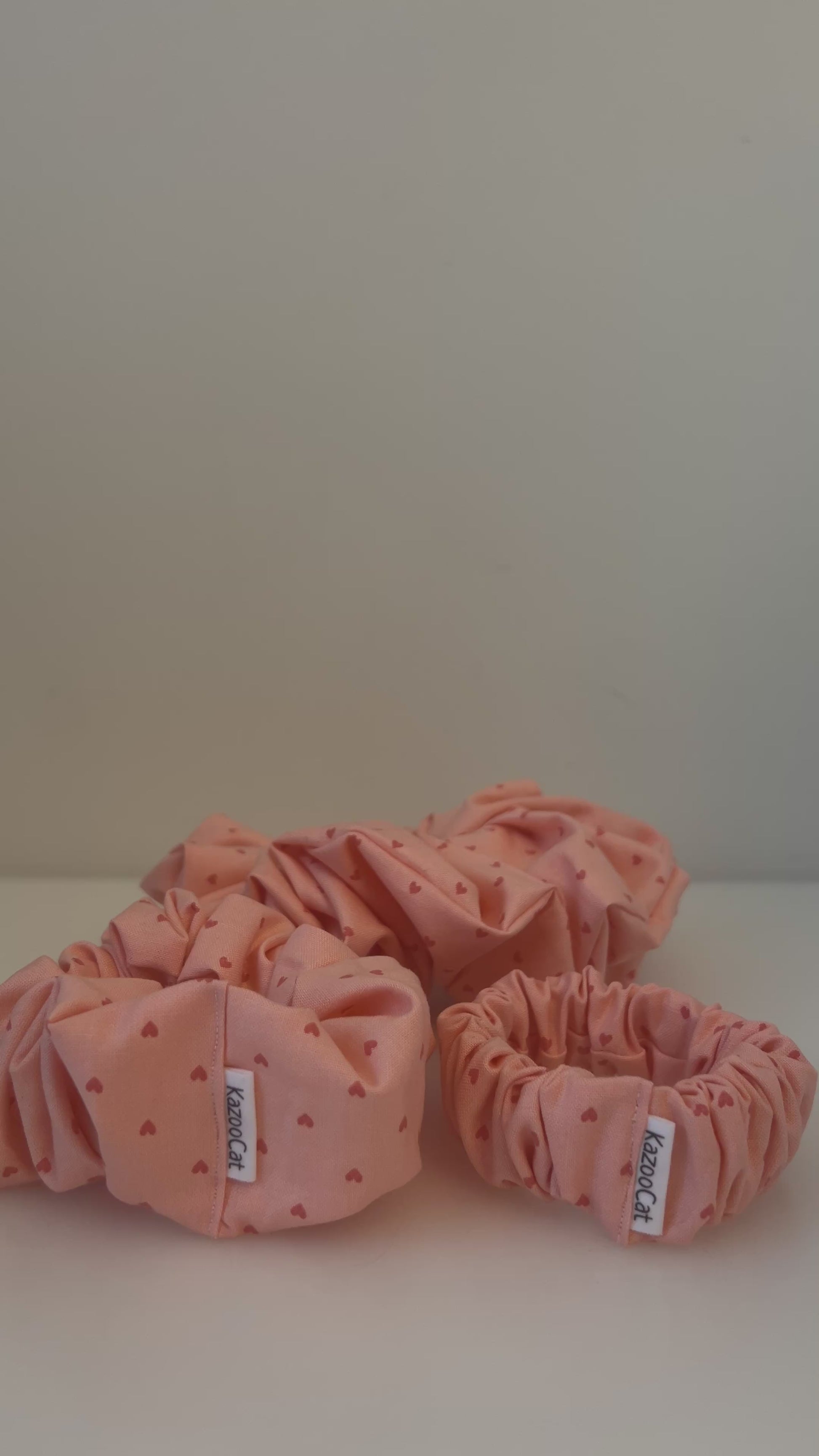 Tiny Pink Heart Scrunchie
