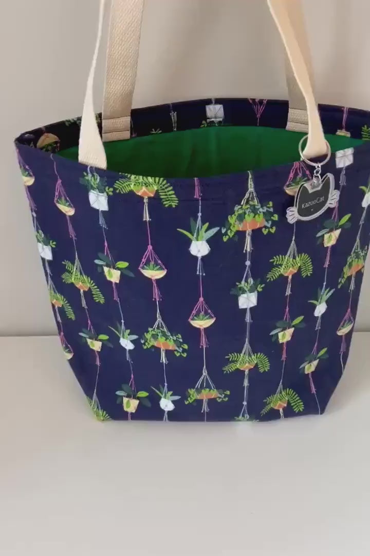 Handmade Hanging Planter Tote Bag | Eco-Friendly Green-Lined Reusable Bag