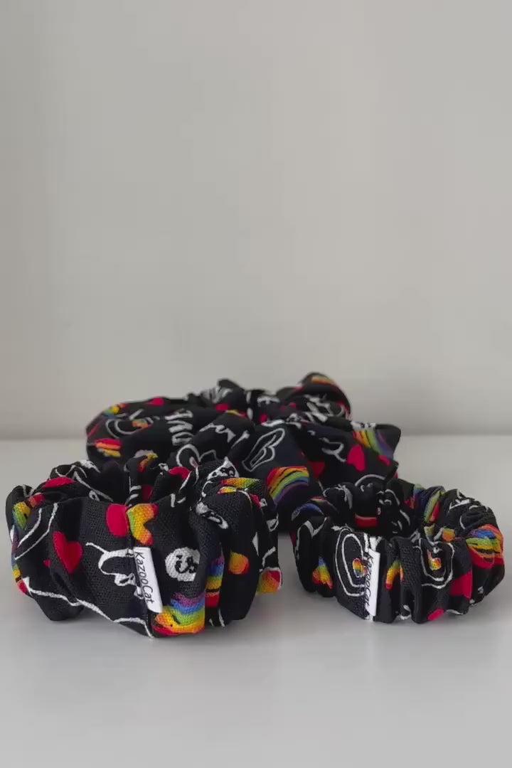 Rainbow Heart Love is Love Scrunchie - Canvas Fabric Hair Accessory