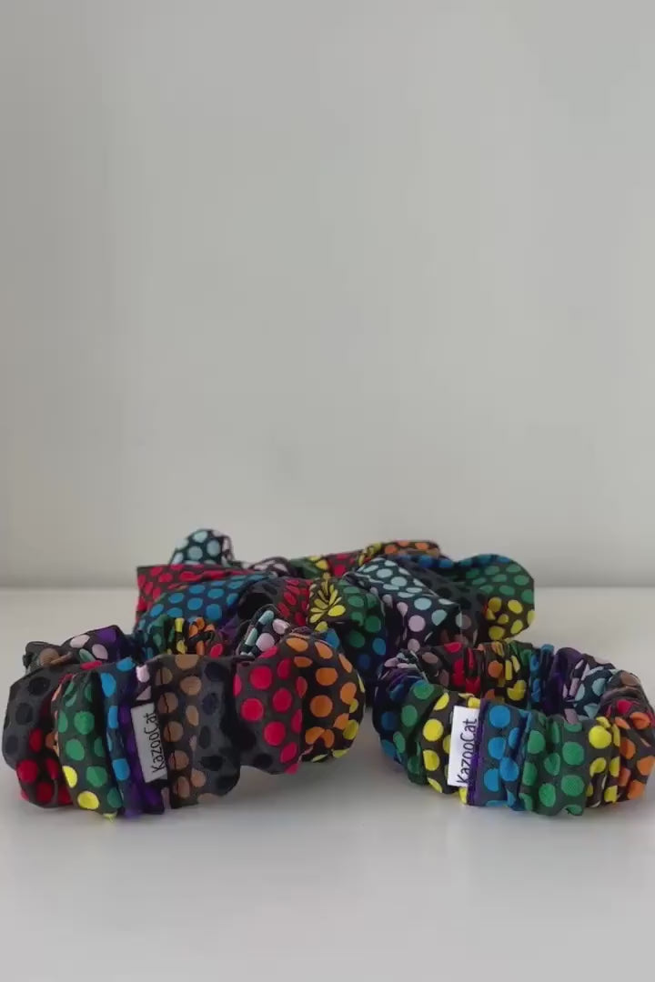Rainbow Dots Scrunchie - Colorful Hair Accessory