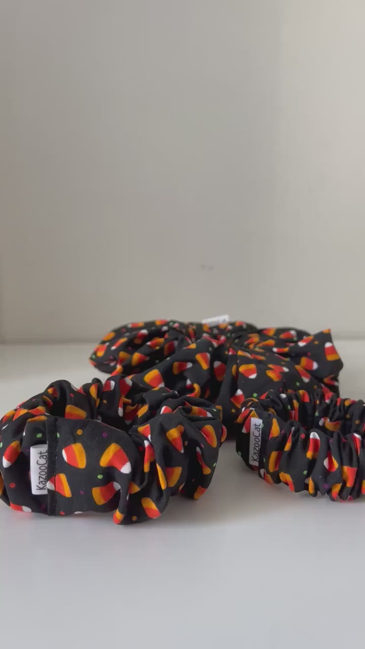 Halloween Scrunchie - Candy Corn Print - Handmade Hair Accessory