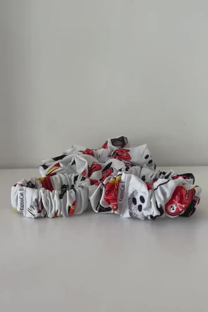 Halloween Scrunchie - Spooky Vintage Icons - Cute Halloween Accessory
