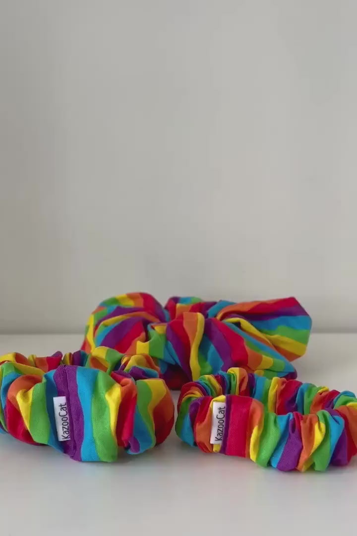 Rainbow Stripes Scrunchie - Colorful Hair Accessory
