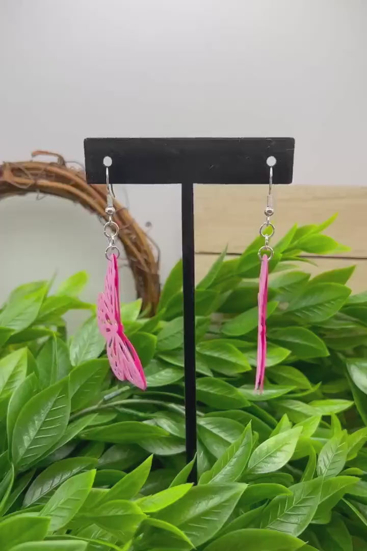 Pink Butterfly Earrings