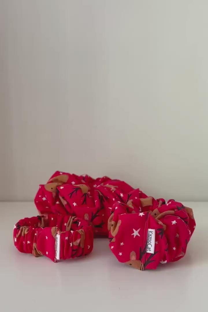 Christmas Scrunchie - Reindeer Scrunchie - Winter Hair Tie